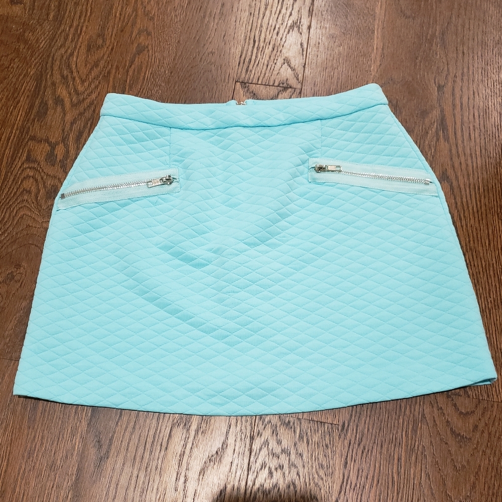 Aqua Skirt quilted miniskirt blue aqua size medium